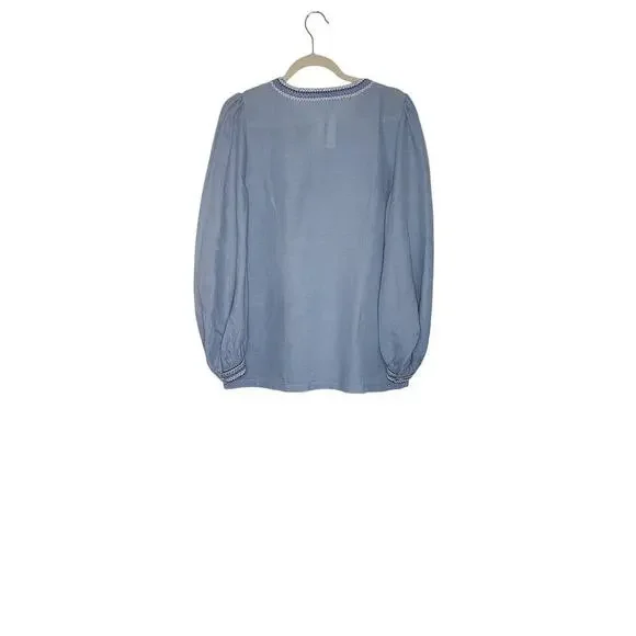 Emporio Sirenuse Positano Vera Embroidered Blouse In Blue NWOT Sz US 8/ IT 44 - Picture 8 of 16